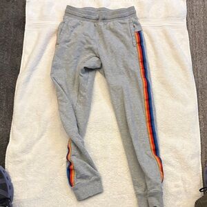 Tea Collection Gray Joggers with Colorful Stripe